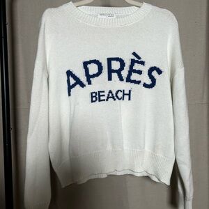 Women’s White Sweater with Navy Lettering